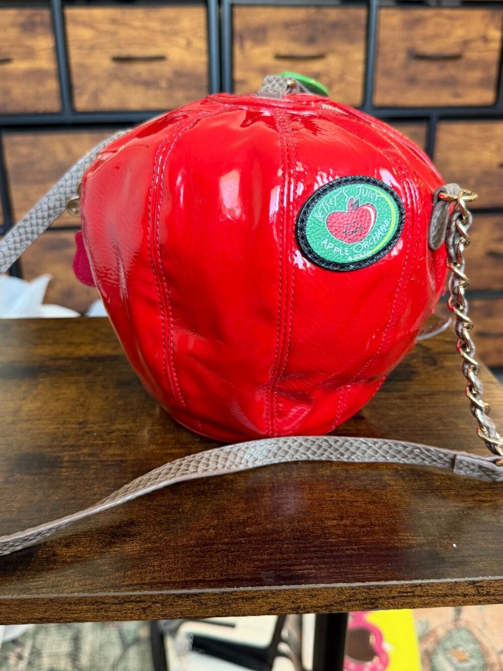 Betsey Johnson Apple Orchard Red Apple Crossbody Bag